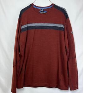 Kuhl Men's XXL Maroon/Gray Downhill Racr Thumbhole Long Sleeve Pullover Shirt